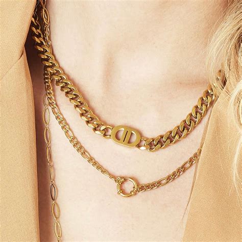 dior ketting schakel goud|halsketting dior dames.